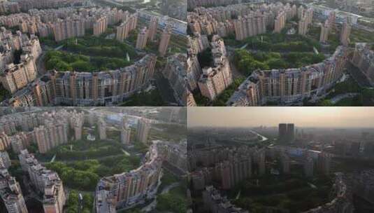 上海梅陇城航拍高清在线视频素材下载