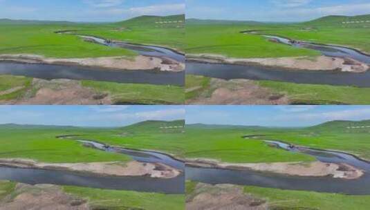 4K航拍内蒙古呼伦贝尔大草原2高清在线视频素材下载