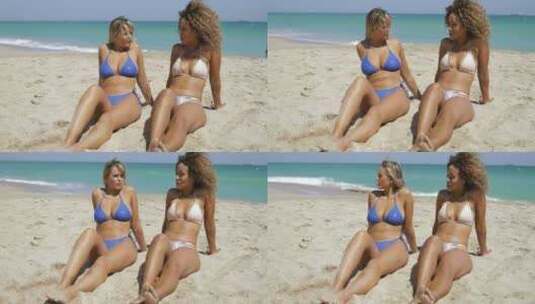 女性沙滩日光浴高清在线视频素材下载