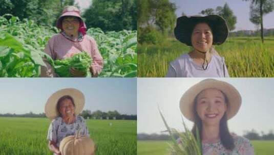 农民丰收收获喜悦笑容笑脸高清在线视频素材下载