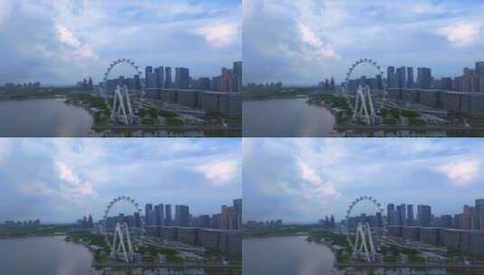 深圳宝安湾区之光摩天轮彩虹高清在线视频素材下载