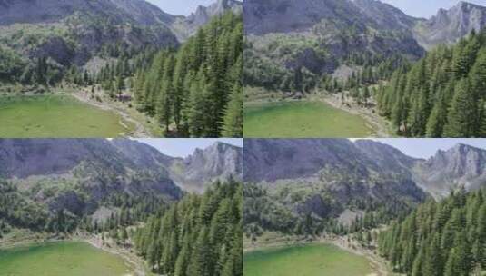 航拍湖和山脉风景高清在线视频素材下载