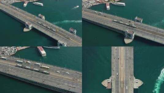 跨江大桥上的车流高清在线视频素材下载