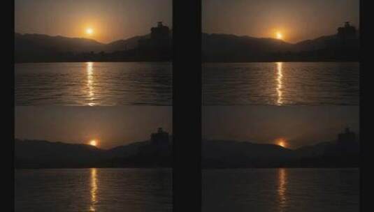 4K湖面日落延时摄影高清在线视频素材下载