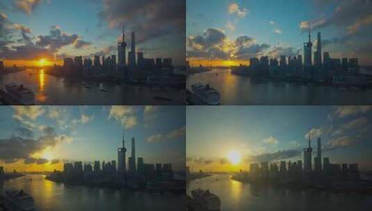 上海航拍延时外滩陆家嘴金融城高清在线视频素材下载