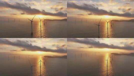 风电 风机 风场 海上风电 海上新能源高清在线视频素材下载