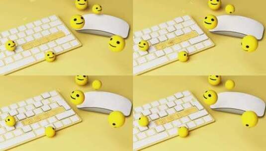 鼠标 键盘黄色背景3d渲染背景高清在线视频素材下载
