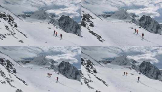 登顶雪山航拍高清在线视频素材下载