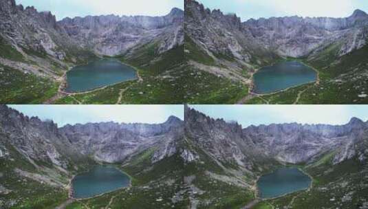 航拍四川阿坝州旅游莲宝叶则石头山高原湖泊高清在线视频素材下载