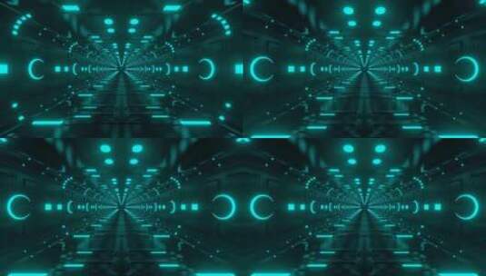 抽象黑暗科幻隧道与绿光高清在线视频素材下载