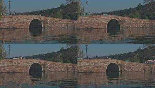 西泠桥与水中倒影高清在线视频素材下载