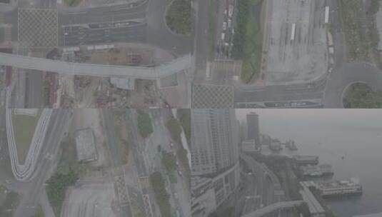 俯拍香港马路街道高清在线视频素材下载
