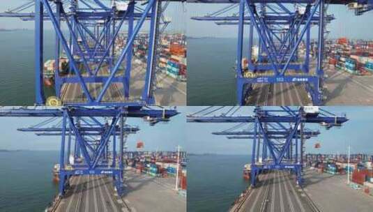 海南儋州洋浦港集装箱码头高清在线视频素材下载