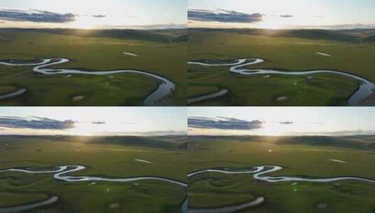 呼伦贝尔草原自然风光唯美莫日格勒河风景高清在线视频素材下载