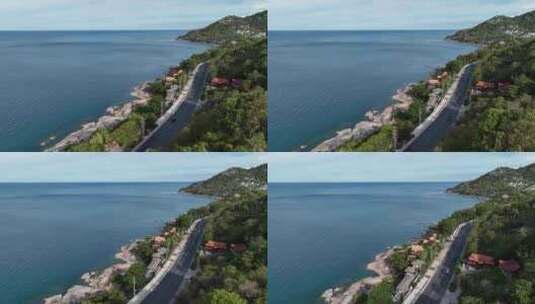泰国苏梅岛海岛环岛路公路自驾游风光航拍高清在线视频素材下载