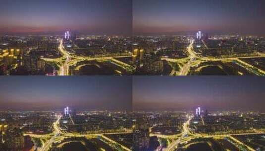 南京城市全景 赛虹桥立交夜景车流延时高清在线视频素材下载
