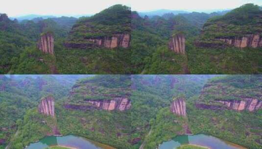 航拍武夷山玉女峰大王峰九曲溪绿水青山丹霞高清在线视频素材下载