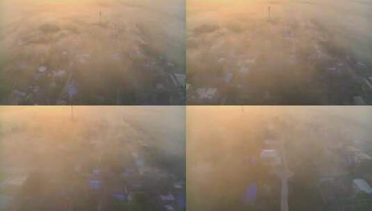 中国河南平原平流雾HDR航拍高清在线视频素材下载