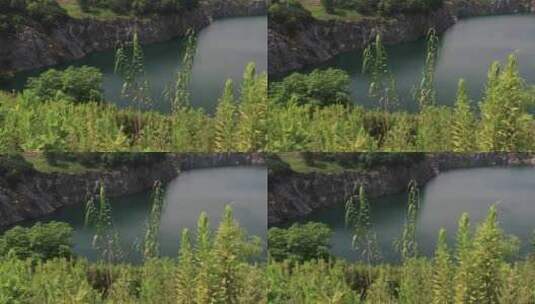 秀丽宕口清澈的湖水湖面 金坛柚山村高清在线视频素材下载