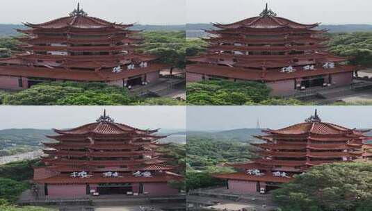 竖屏航拍四川德阳钟鼓楼地标建筑高清在线视频素材下载