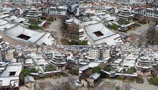 长汀古城卧龙书院雪景高清在线视频素材下载