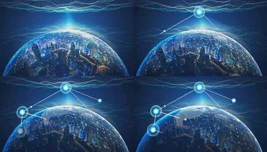 地球科技蓝色星球网络数字化大数据全球化高清在线视频素材下载