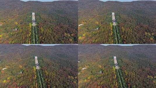 江苏南京中山陵灵山风景区音乐台秋色航拍高清在线视频素材下载