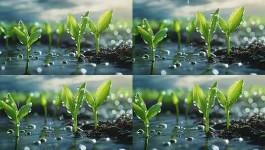 雨中蔬菜地的景象高清在线视频素材下载