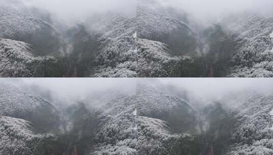 山间雪景雾霭弥漫景象 浙西大峡谷高清在线视频素材下载