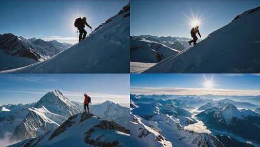 登雪山 励志高清在线视频素材下载