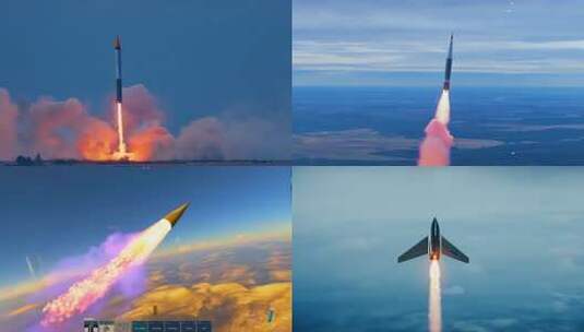 合集巡航导弹洲际导弹发射准确命中海上目标高清在线视频素材下载