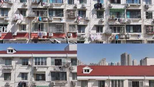 上海愚园路老住宅小区航拍高清在线视频素材下载