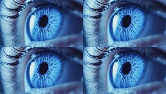 蓝色眼睛微距特写高清在线视频素材下载