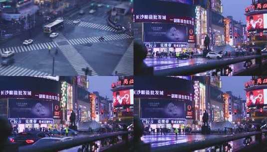 雨天城市十字路口交通景象高清在线视频素材下载