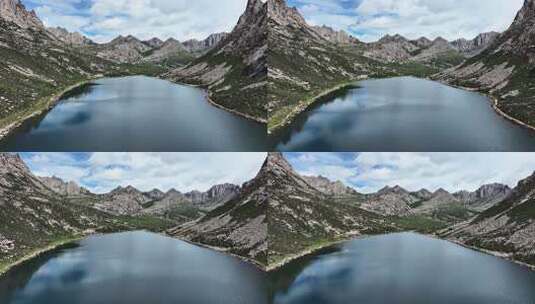 蓝天白云下莲宝叶则山谷中的扎尕尔错湖高清在线视频素材下载