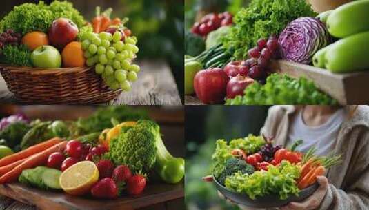 水果蔬菜新鲜水果素材健康饮食高清在线视频素材下载