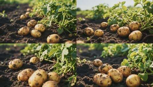 田地里收获的新鲜土豆高清在线视频素材下载