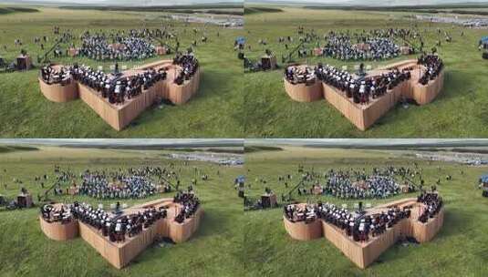 草原上的交响乐演奏场景高清在线视频素材下载