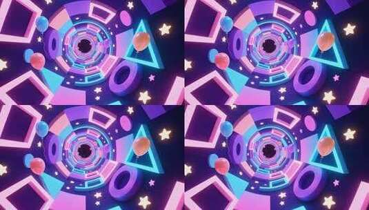 几何建筑空间抽象艺术浪漫梦幻霓虹隧道4K高清在线视频素材下载