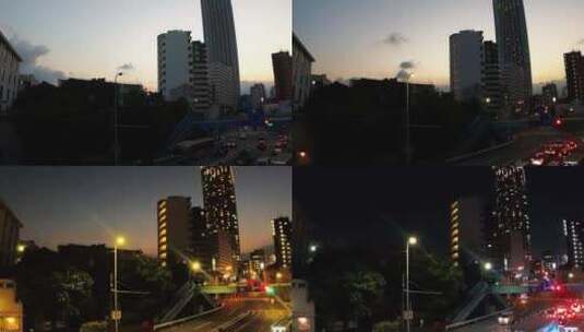延时拍摄下傍晚城市的变化高清在线视频素材下载