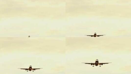 黄昏飞机在空中飞行高清在线视频素材下载
