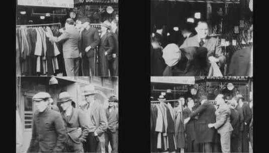 1933年大萧条期间一个商人把外套送给一个男人高清在线视频素材下载