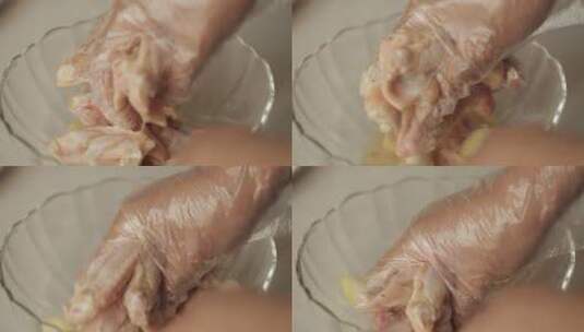 鸡翅中打花刀腌制鸡翅入味高清在线视频素材下载