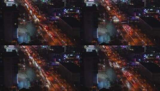 城市夜晚路口的延时镜头高清在线视频素材下载