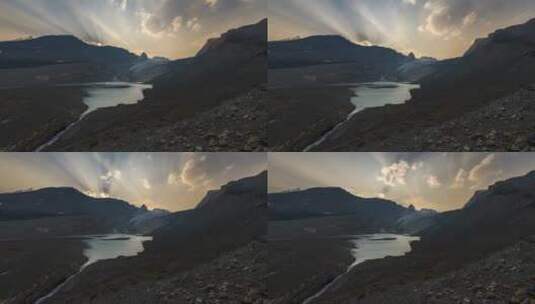 湖水和山外的静止拍摄 高清在线视频素材下载