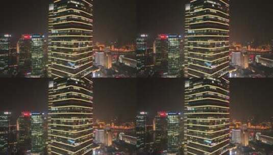 国金大厦夜景航拍风光高清在线视频素材下载