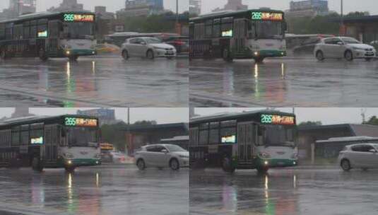 大雨中的巴士高清在线视频素材下载