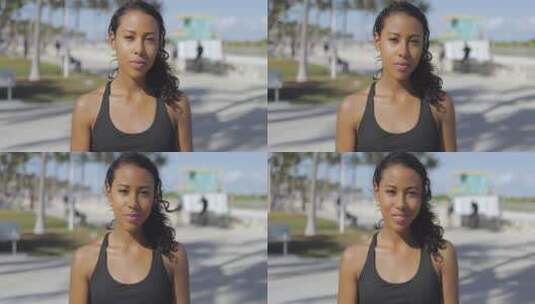 穿着运动服的漂亮黑人女人高清在线视频素材下载