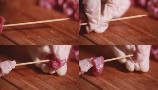 竹签串肉串高清在线视频素材下载