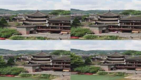 湖南湘西凤凰古城吊脚楼竖屏航拍高清在线视频素材下载